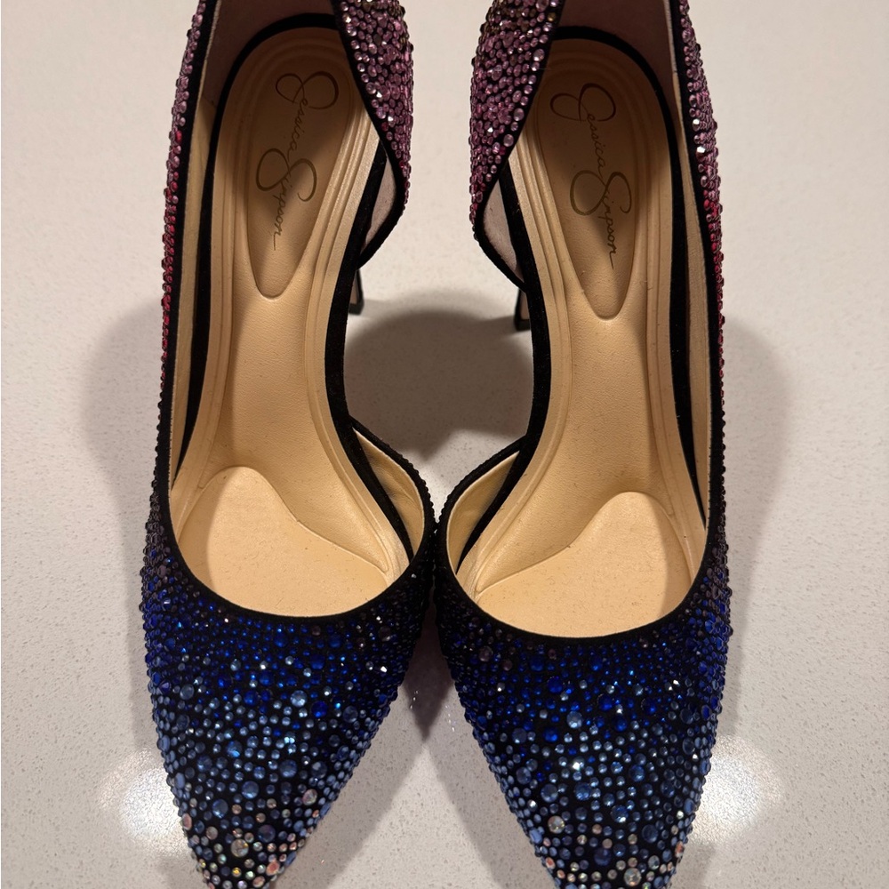 Jessica Simpson Sparkling Blue and Pink Heels